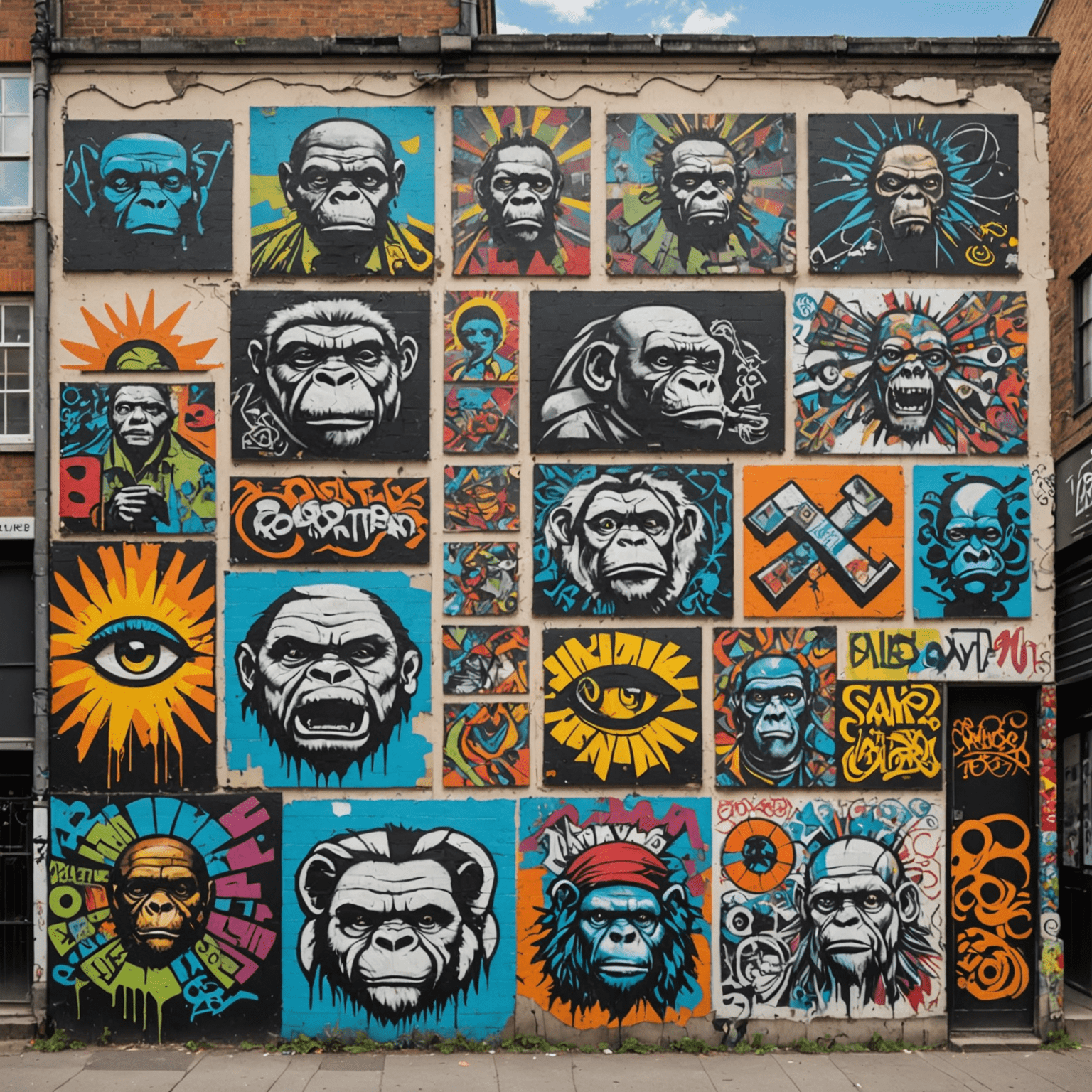 A collage showing the evolution of street art from early graffiti tags to elaborate gallery-worthy murals