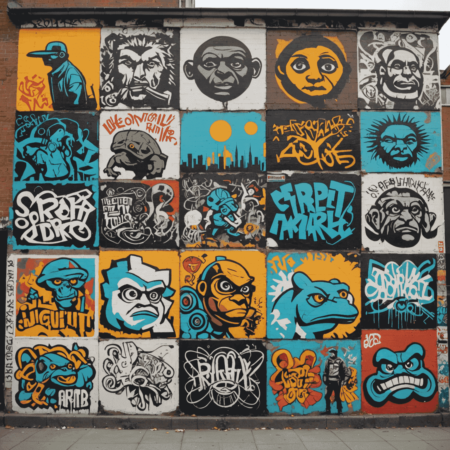 A collage showing the evolution of street art from early graffiti tags to modern gallery-worthy murals