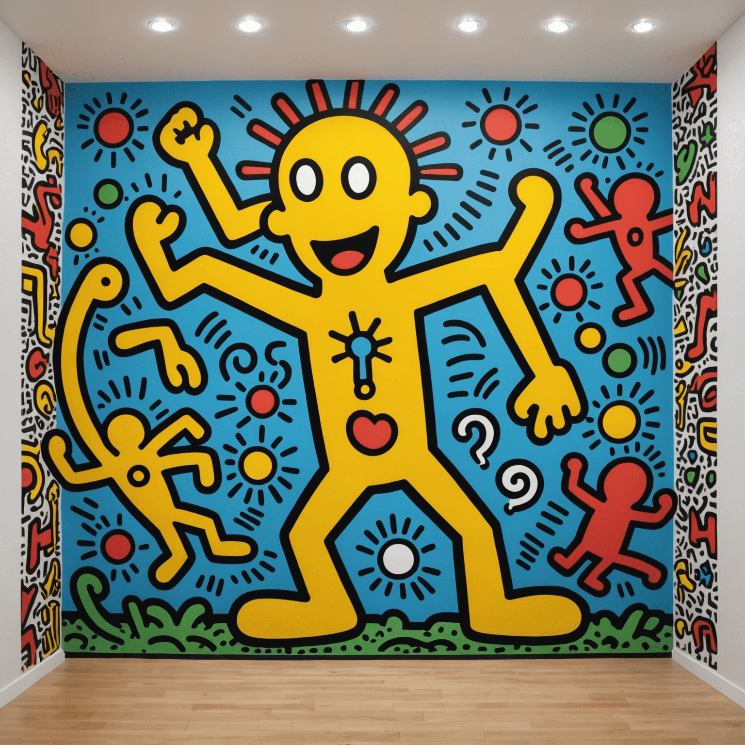 A Keith Haring mural in a gallery setting, showcasing the transition of street art into the mainstream art world